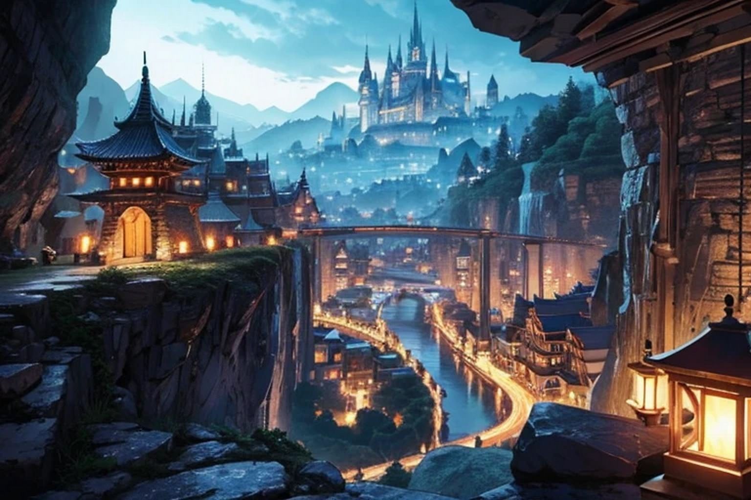 サンプル画像3:ダンジョン都市・遺跡 背景素材(豊川内角) [d_467419]