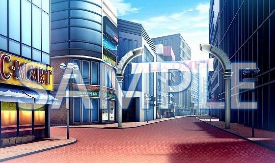 サンプル画像1:【背景素材】繁華街（6052_bg14）【時間差分あり】(XERO) [d_467538]