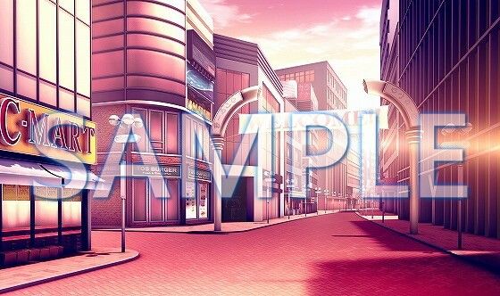 サンプル画像2:【背景素材】繁華街（6052_bg14）【時間差分あり】(XERO) [d_467538]