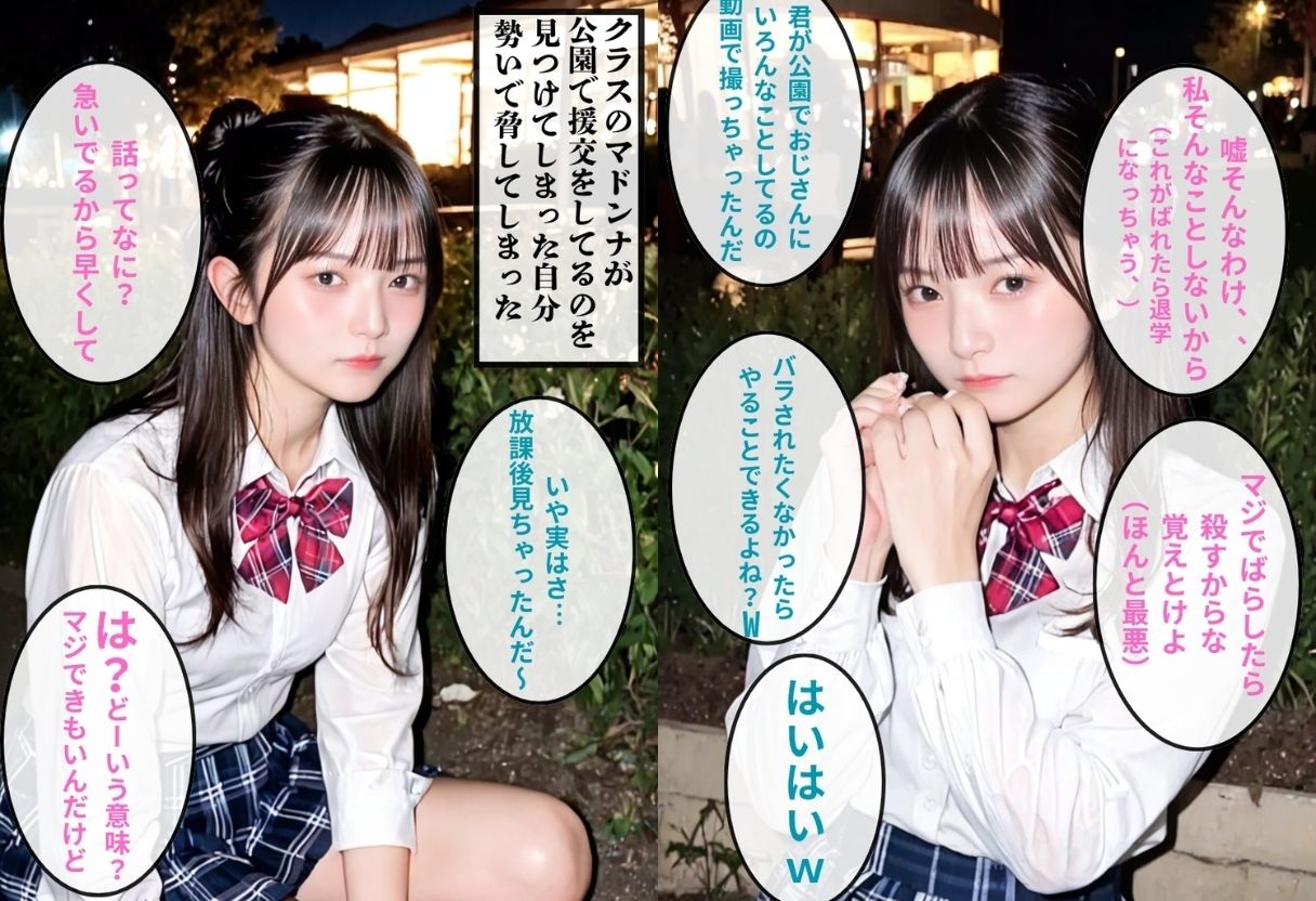 サンプル画像1:いつもイジメてくる彼女の援交を発見！ 脅してみたら立場逆転に(鴨の家) [d_467617]