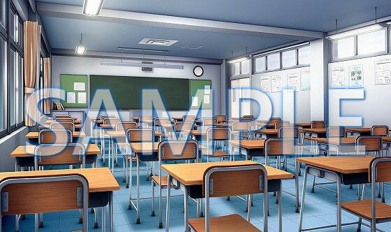 サンプル画像3:【背景素材】教室（6069_bg02）【時間差分あり】(XERO) [d_468082]