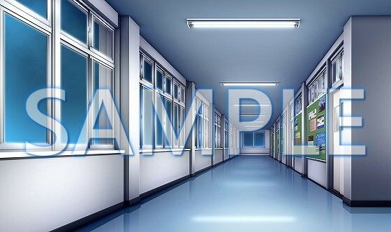 サンプル画像3:【背景素材】廊下（6069_bg03）【時間差分あり】(XERO) [d_468087]