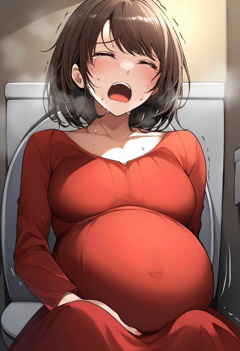 サンプル画像3:激痛で叫ぶ妊婦｜出産間近のボテ腹美女が痛みと苦しみで絶叫しているイラスト集500枚（破水、出産、臨月、陣痛、お迎え棒）(絵師たか) [d_468191]