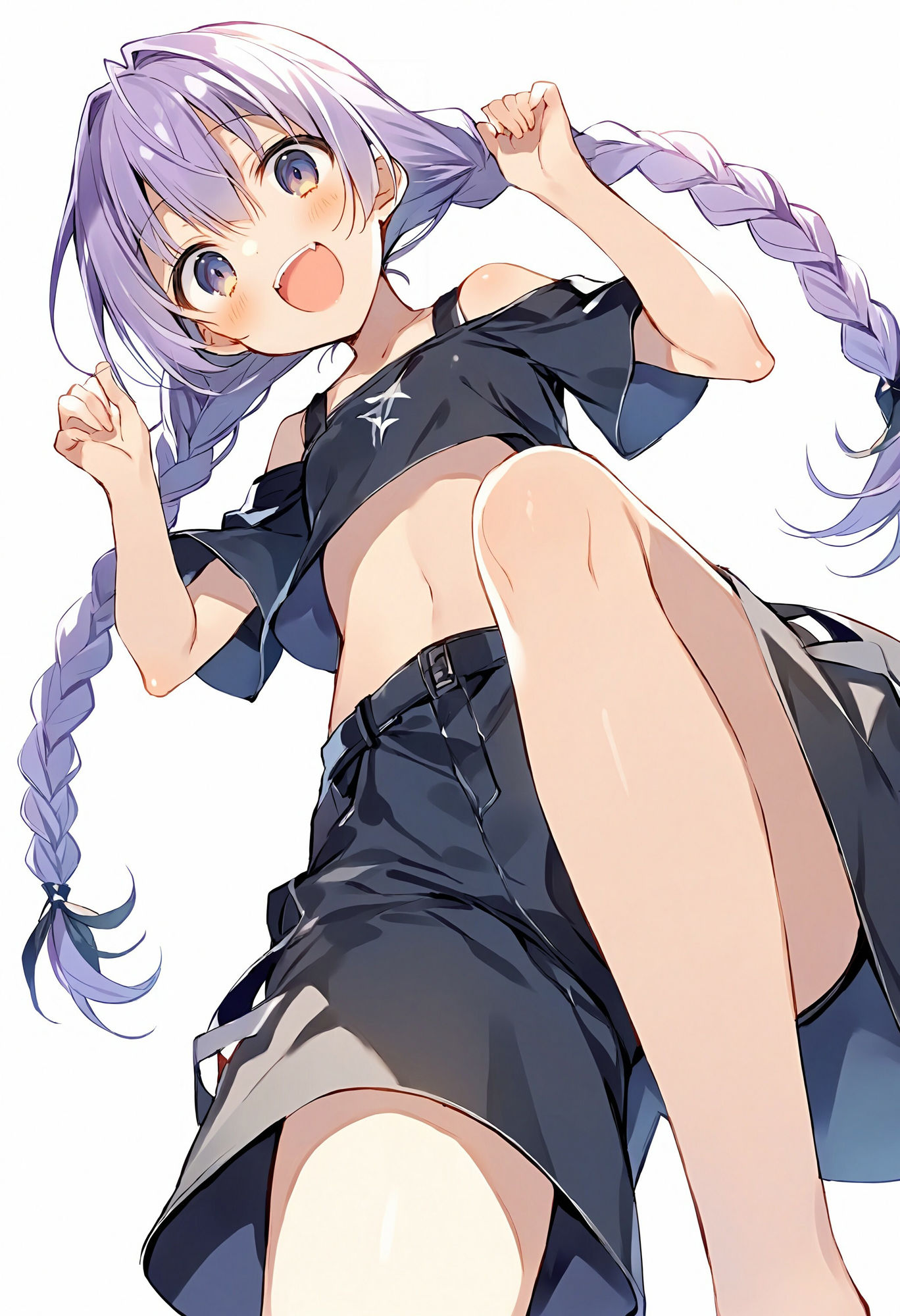 ショートパンツ少女を下から眺める