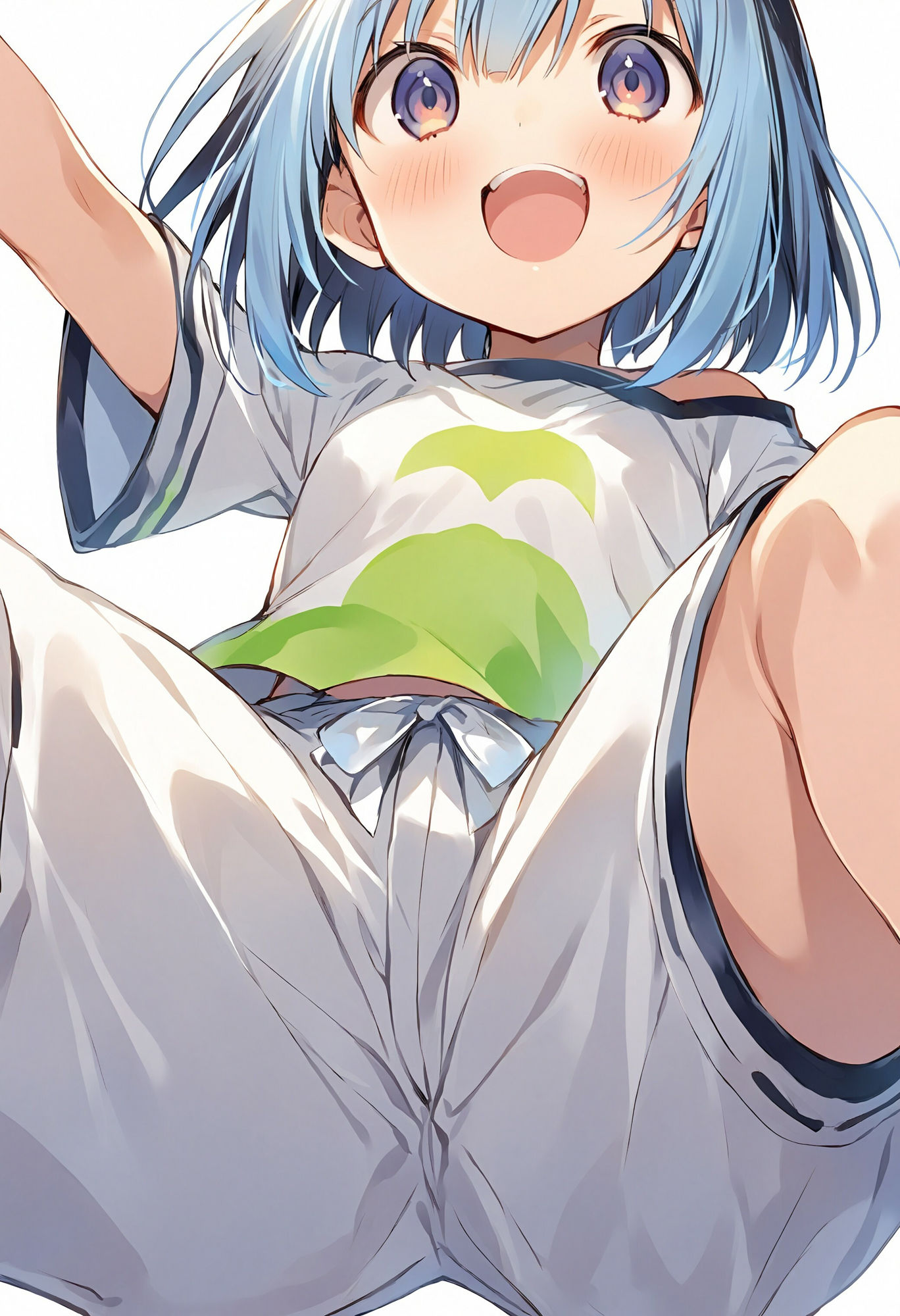 ショートパンツ少女を下から眺める