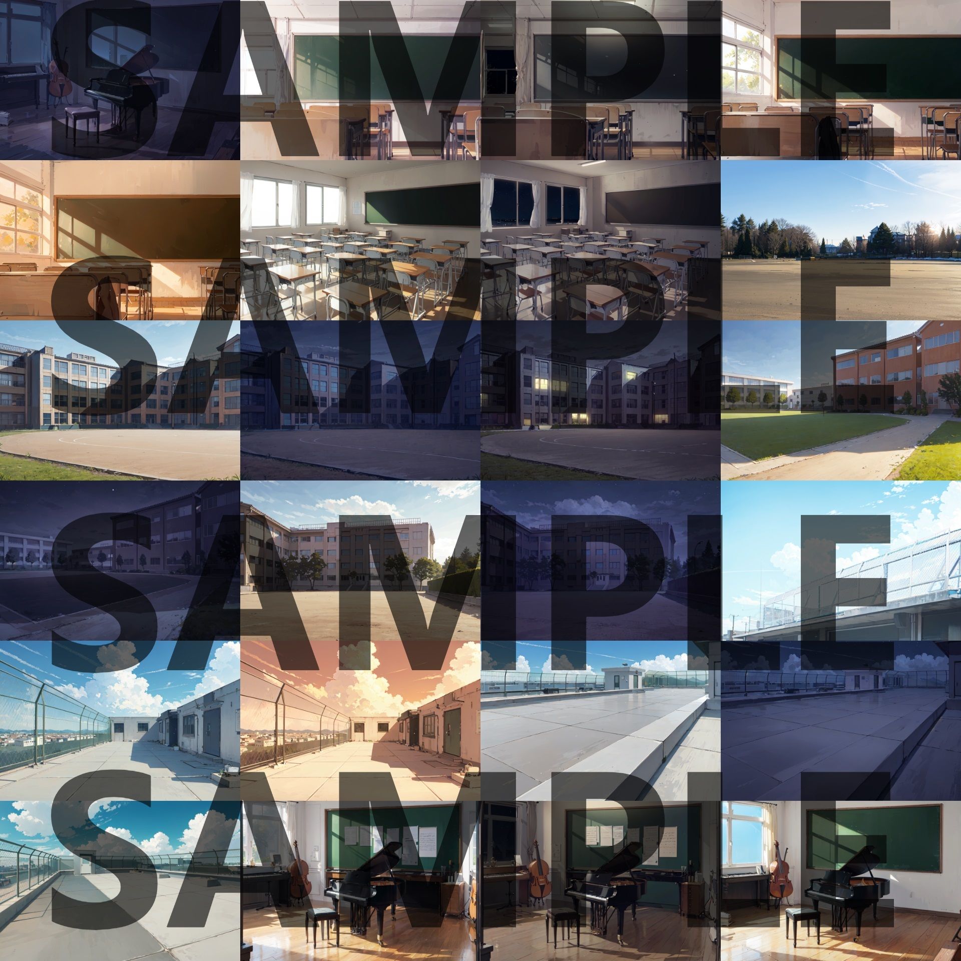 サンプル画像1:【背景イラスト】学校パック230枚【TRPG背景素材/CoC】【昼/夕/夜差分】(TRPG素材商店なな) [d_468240]