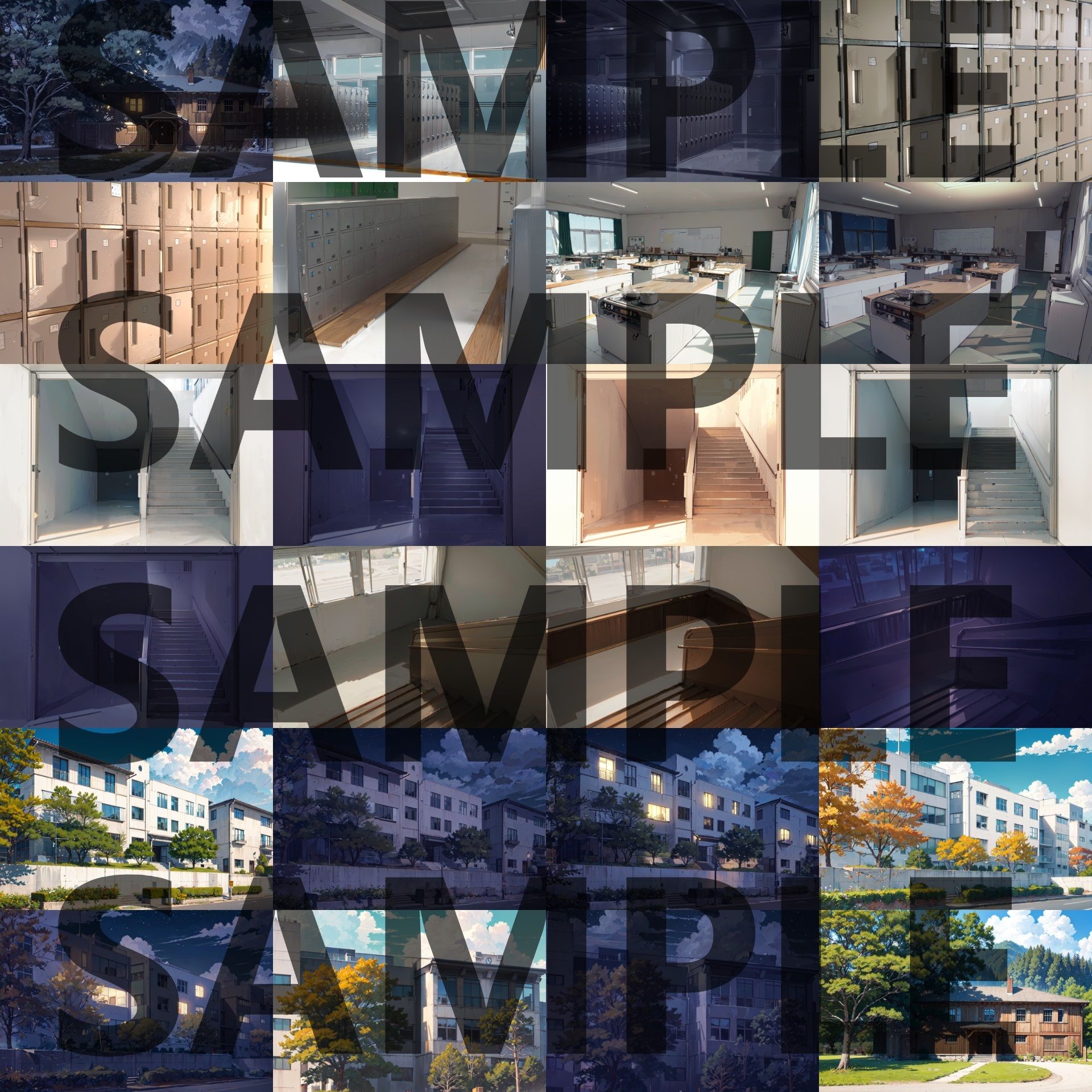 サンプル画像2:【背景イラスト】学校パック230枚【TRPG背景素材/CoC】【昼/夕/夜差分】(TRPG素材商店なな) [d_468240]