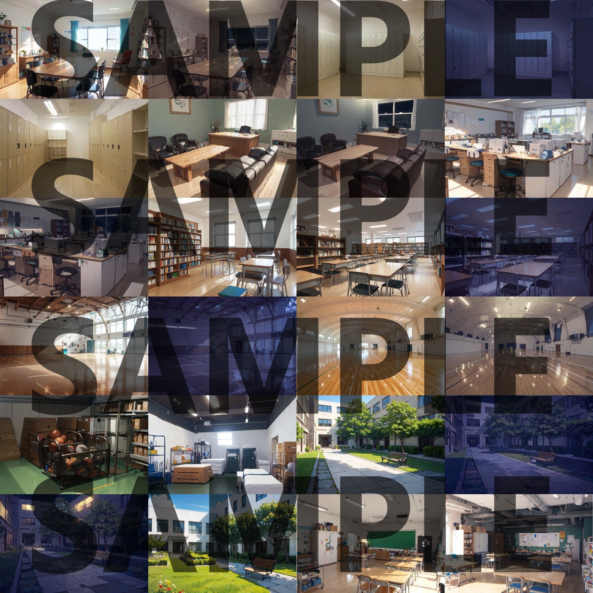 サンプル画像3:【背景イラスト】学校パック230枚【TRPG背景素材/CoC】【昼/夕/夜差分】(TRPG素材商店なな) [d_468240]