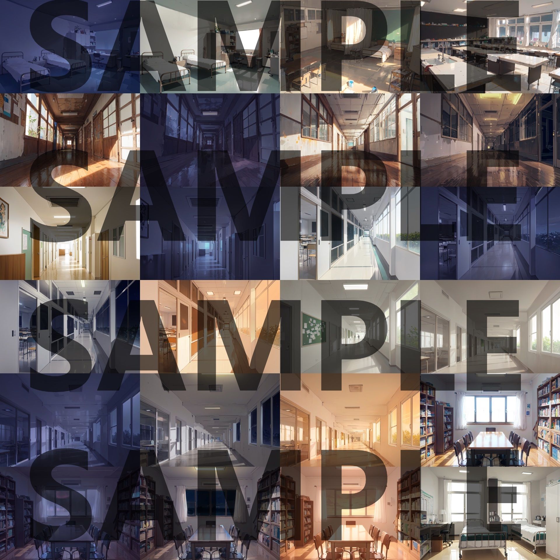 サンプル画像4:【背景イラスト】学校パック230枚【TRPG背景素材/CoC】【昼/夕/夜差分】(TRPG素材商店なな) [d_468240]