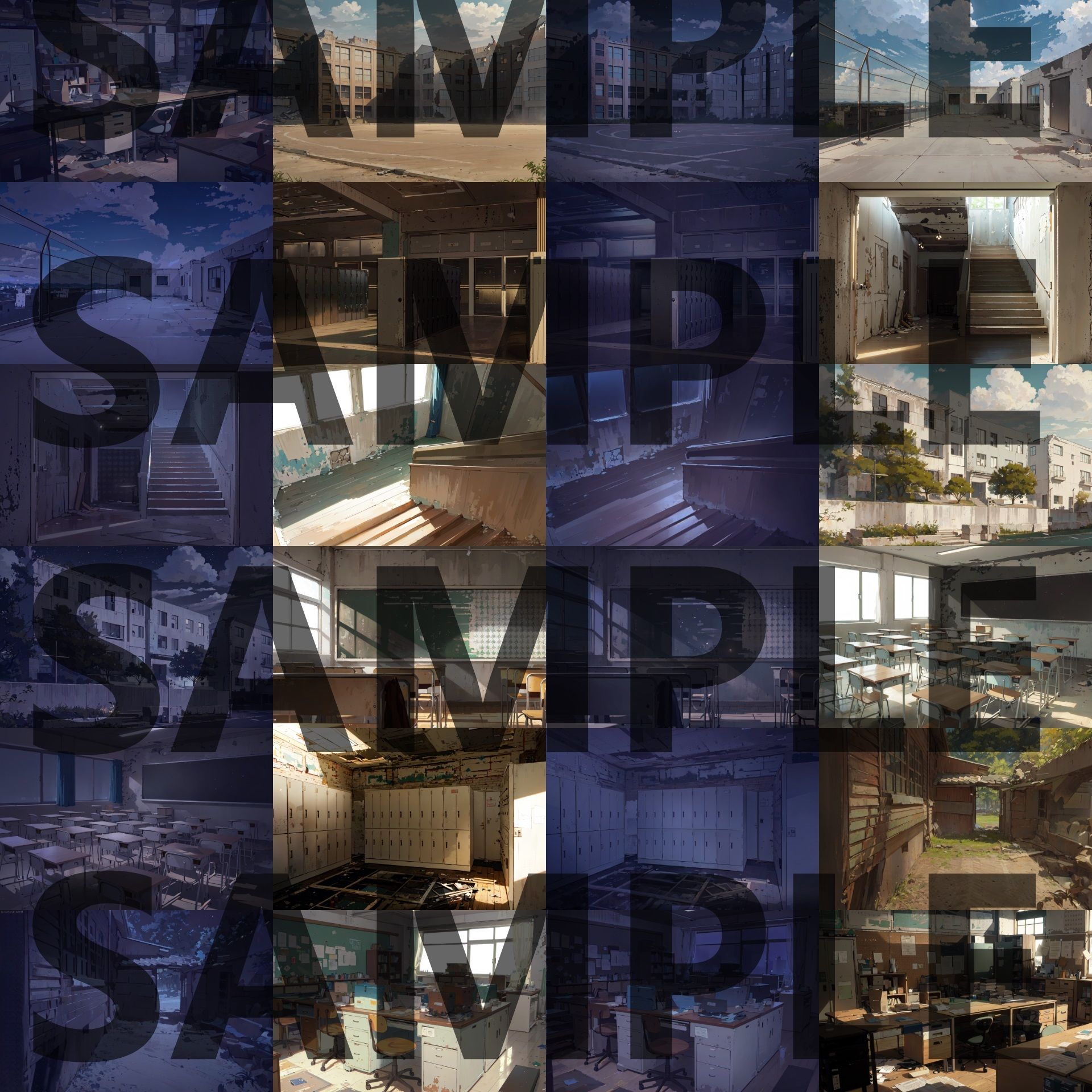 サンプル画像1:【背景イラスト】廃校・旧校舎背景パック156枚【CoC/TRPG】【昼夜差分】(TRPG素材商店なな) [d_468242]