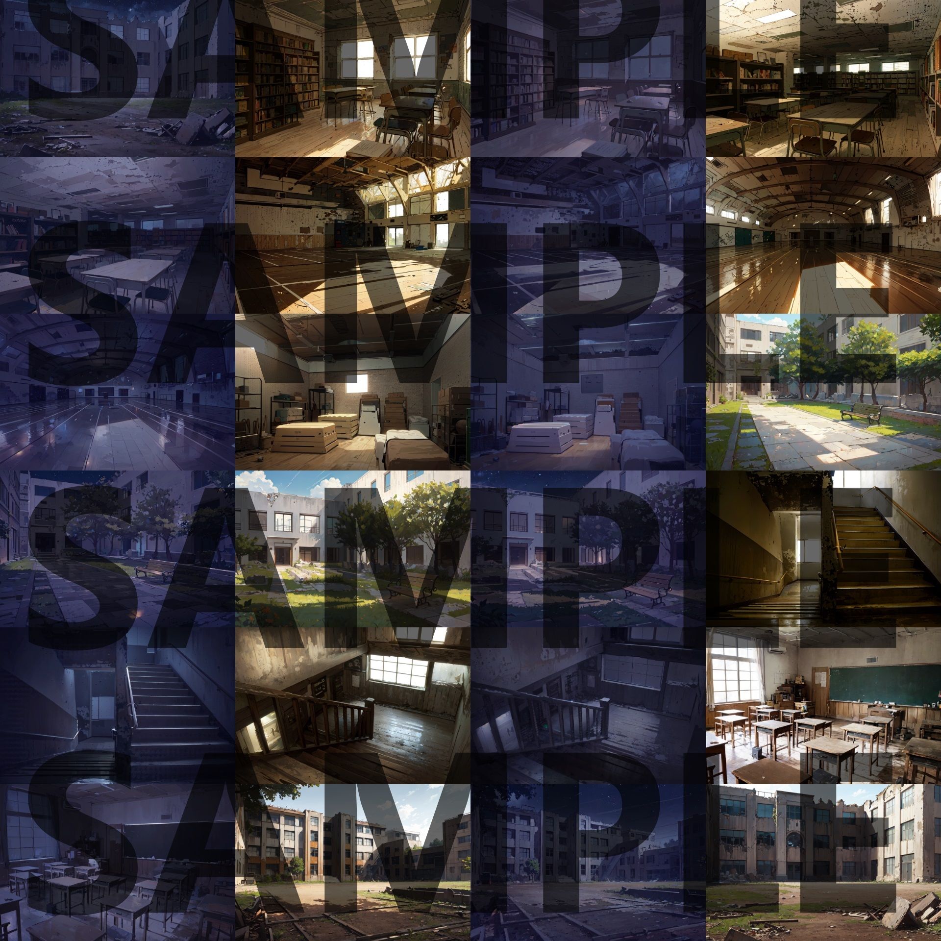 サンプル画像2:【背景イラスト】廃校・旧校舎背景パック156枚【CoC/TRPG】【昼夜差分】(TRPG素材商店なな) [d_468242]