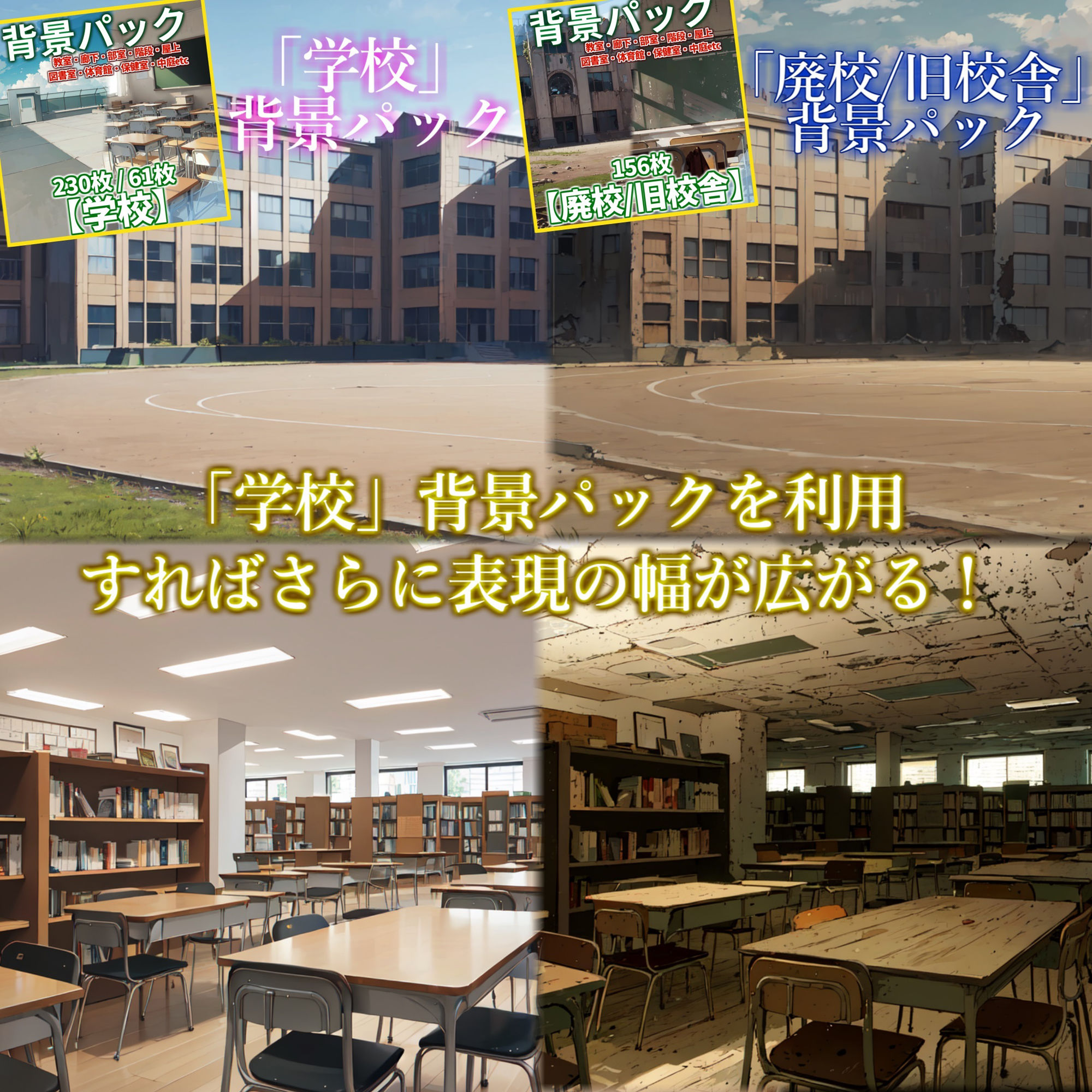 サンプル画像4:【背景イラスト】廃校・旧校舎背景パック156枚【CoC/TRPG】【昼夜差分】(TRPG素材商店なな) [d_468242]