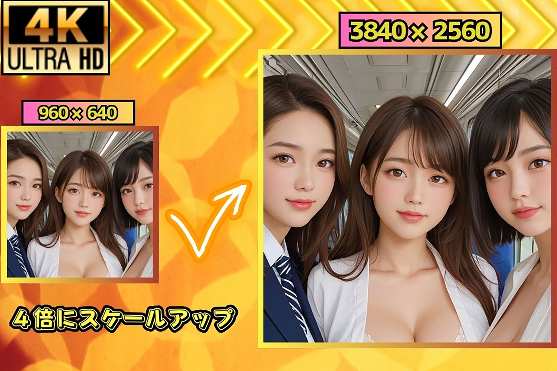 サンプル画像3:間違えて乗った女性車両でスケベな女子校生たちに囲まれた話(夜の娯楽) [d_468515]