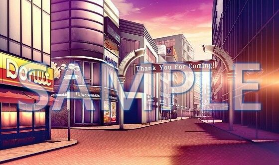 サンプル画像2:【背景素材】繁華街（6168_bg13）【時間差分あり】(XERO) [d_468709]