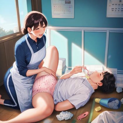 サンプル画像1:おむつマッサージ(大人の保育) [d_468729]