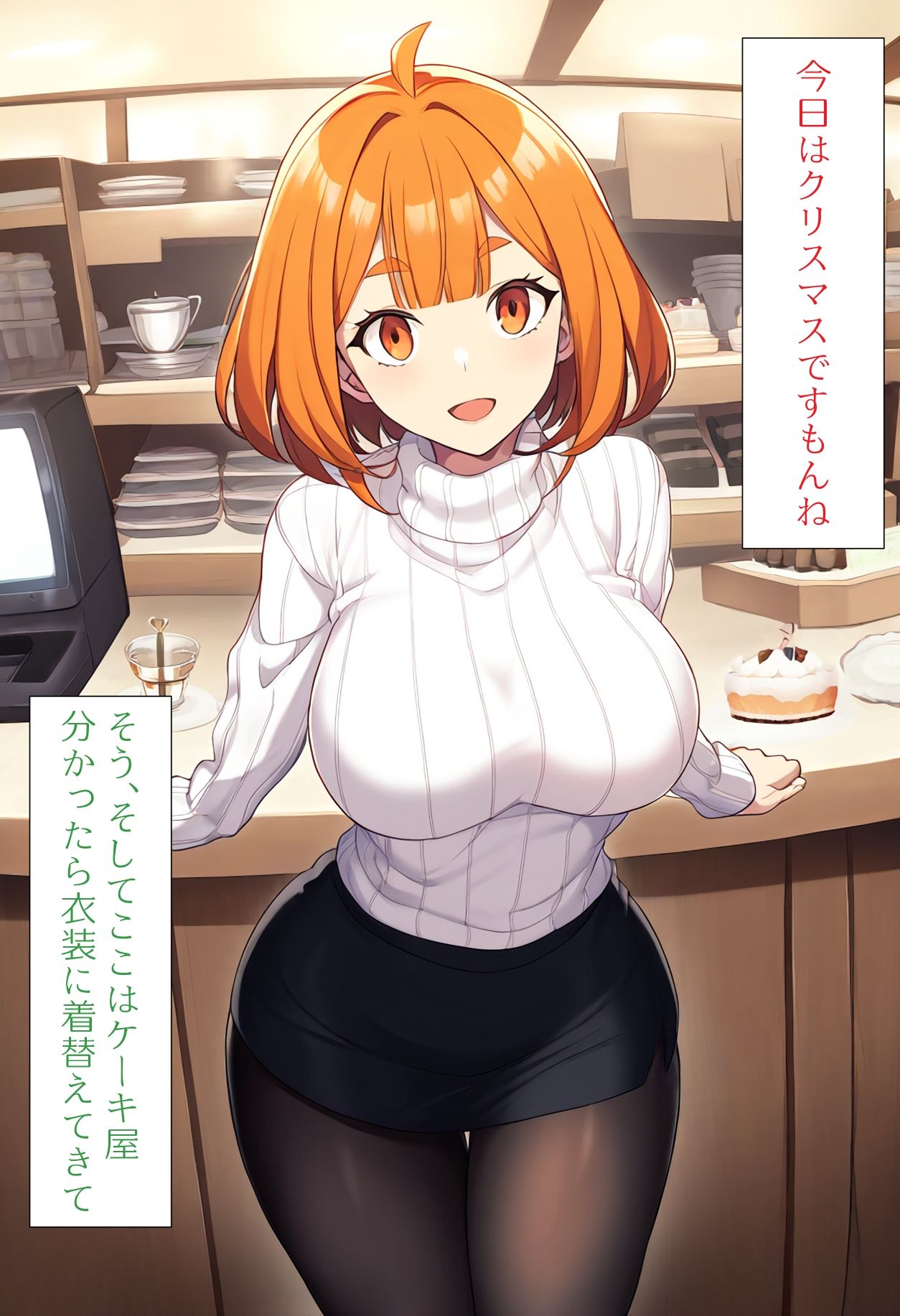 サンプル画像2:［AI生成イラストCG集］サンタコスのケーキ屋さんが丸出しで宅配することになるCG集(しそ@SISO_r18) [d_468851]