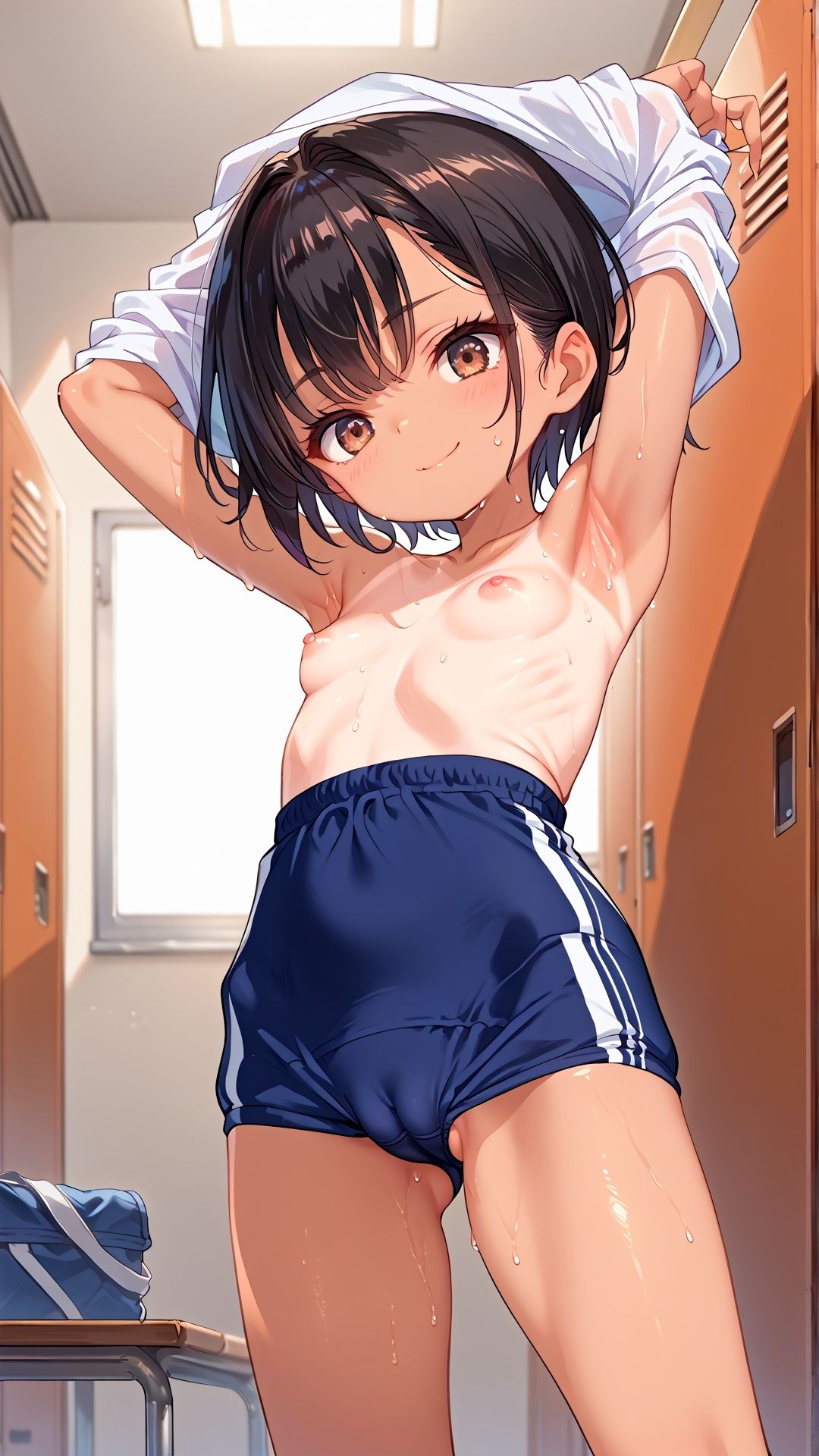 サンプル画像4:日焼け跡少女の着替え1(今日の献立) [d_468989]