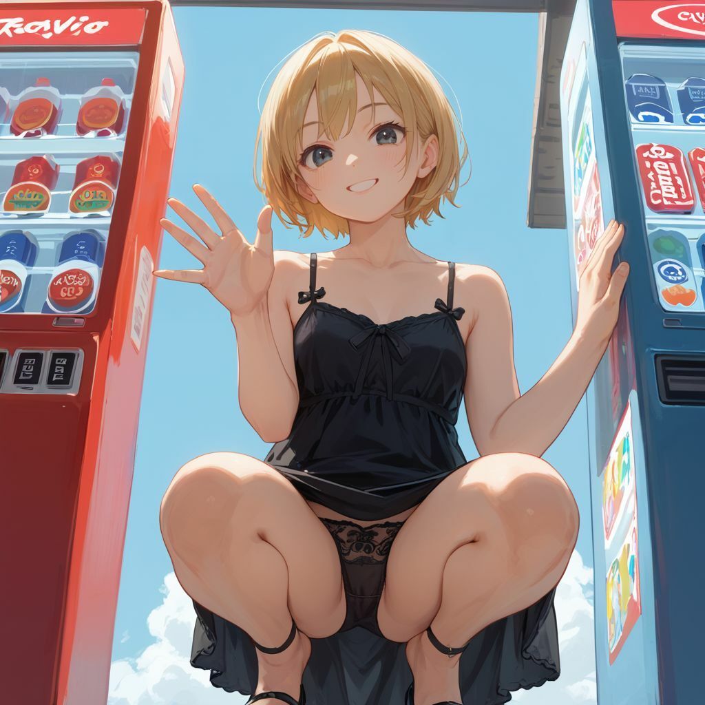 サンプル画像6:自販機前にいる女子のパンチラ画像集 〜散歩中のペット目線でスカート下を覗き見る(美女エロAI) [d_469015]