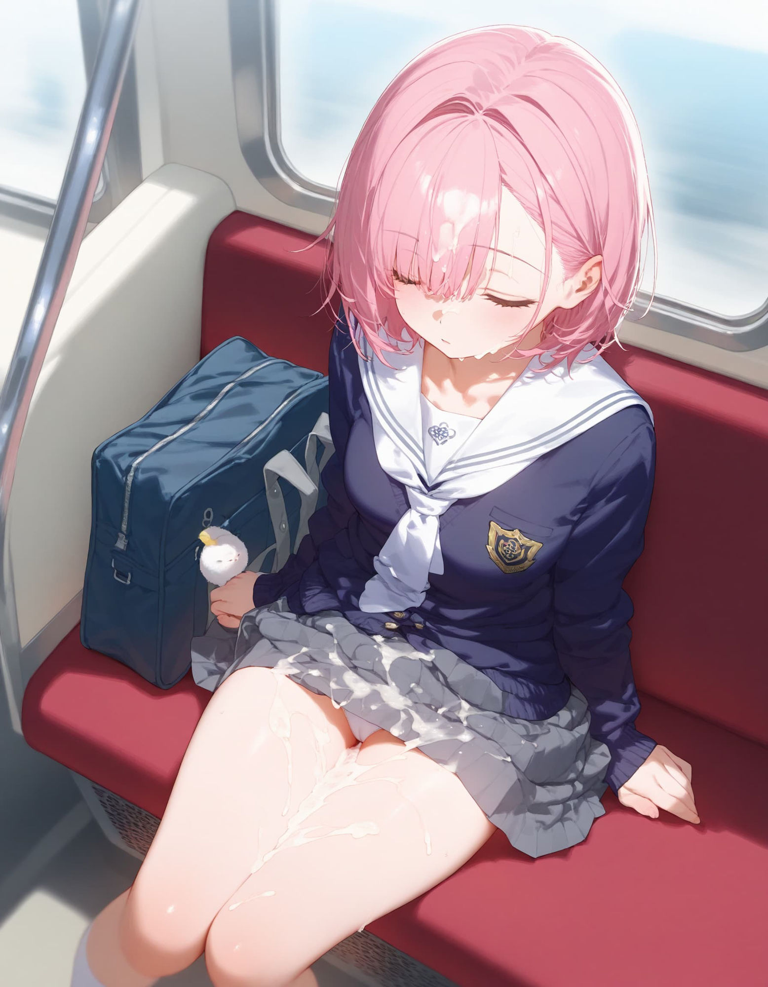 塾帰りの制服JKは電車内で寝落ちする