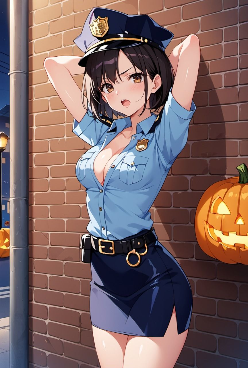 サンプル画像2:ハロウィンの警備担当の女性警察官がコスプレと勘違いした男にホテルに連れ込まれ堕ちてしまった件【女性警察官編】(Re：ライト) [d_469637]