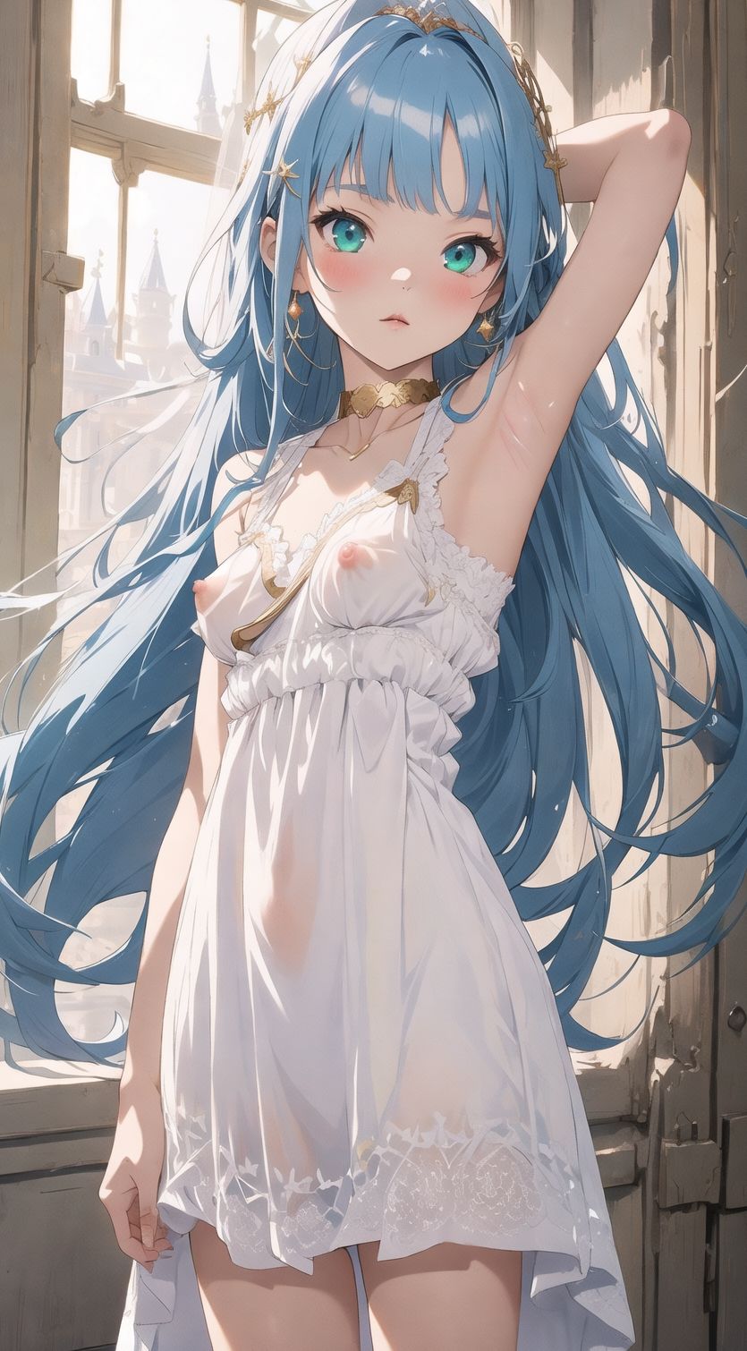 サンプル画像1:AIイラストCG集2 青い髪のお姫様(ドンガラ) [d_469769]