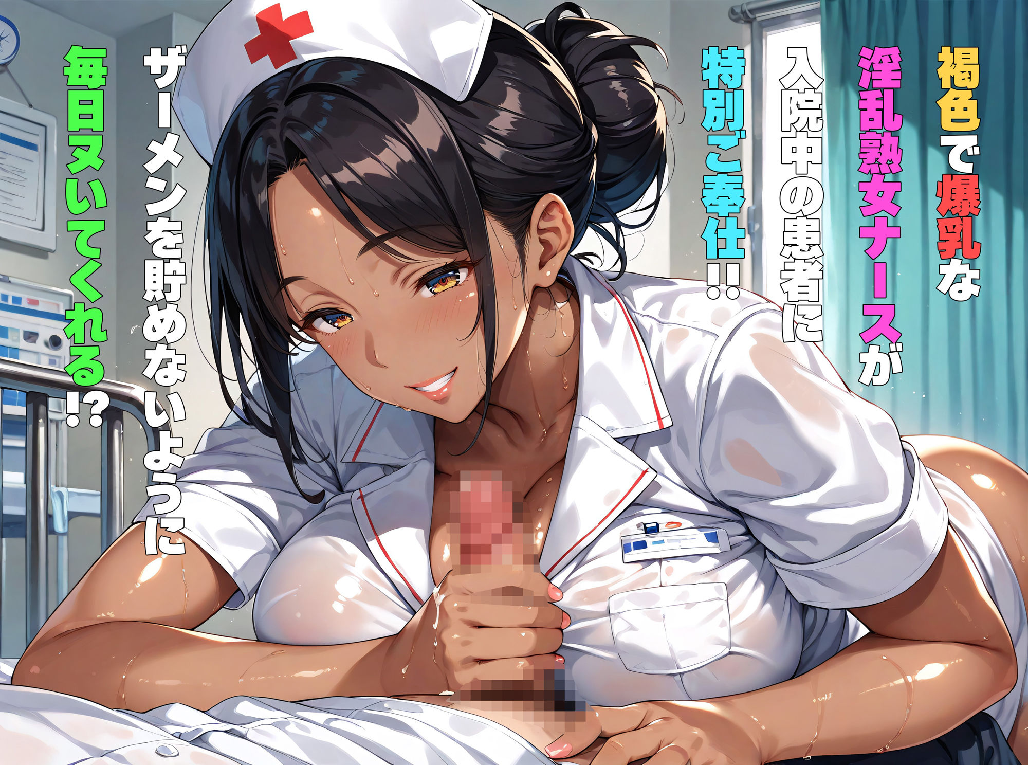 サンプル画像1:褐色爆乳ナース！入院中に毎日ヤらせてくれる淫乱熟女！(肉まんじゅう) [d_470219]