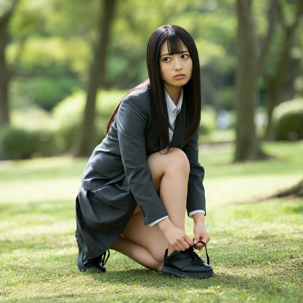 サンプル画像6:靴ひもを結ぶ女(もう限界) [d_470299]