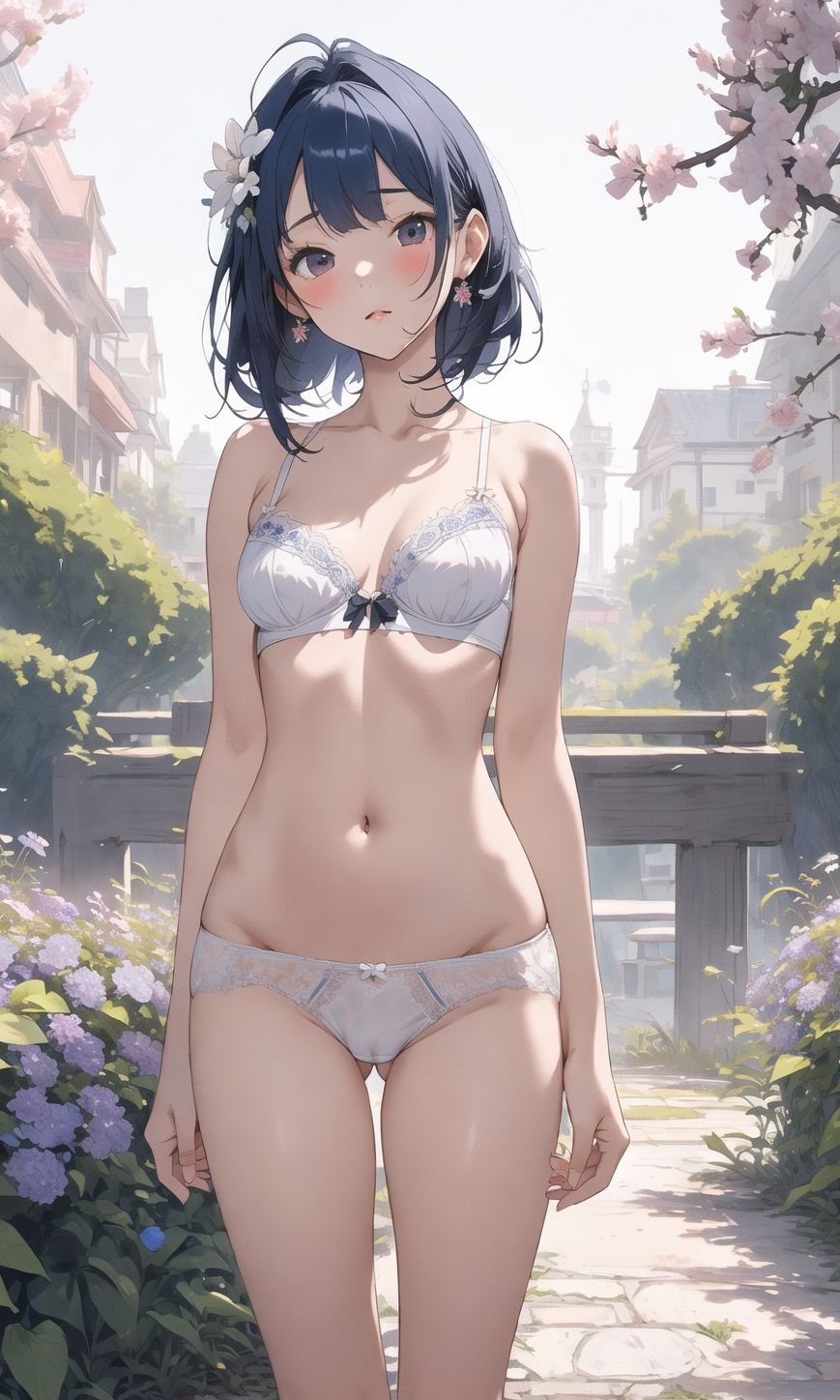 サンプル画像3:AIイラストCG集3 花の咲く庭の美少女(ドンガラ) [d_470362]