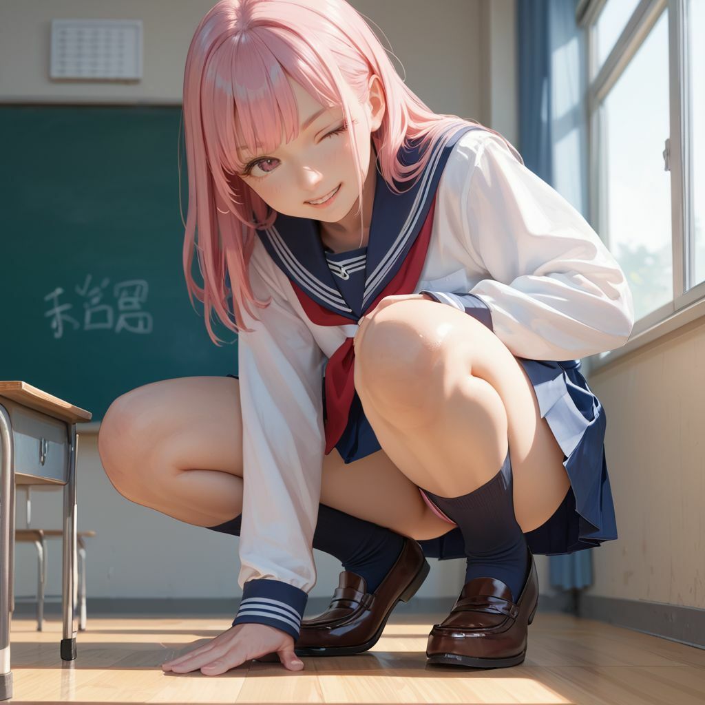 サンプル画像5:JKたちのパンチラ画像集 〜お掃除ロボ視点(美女エロAI) [d_470863]