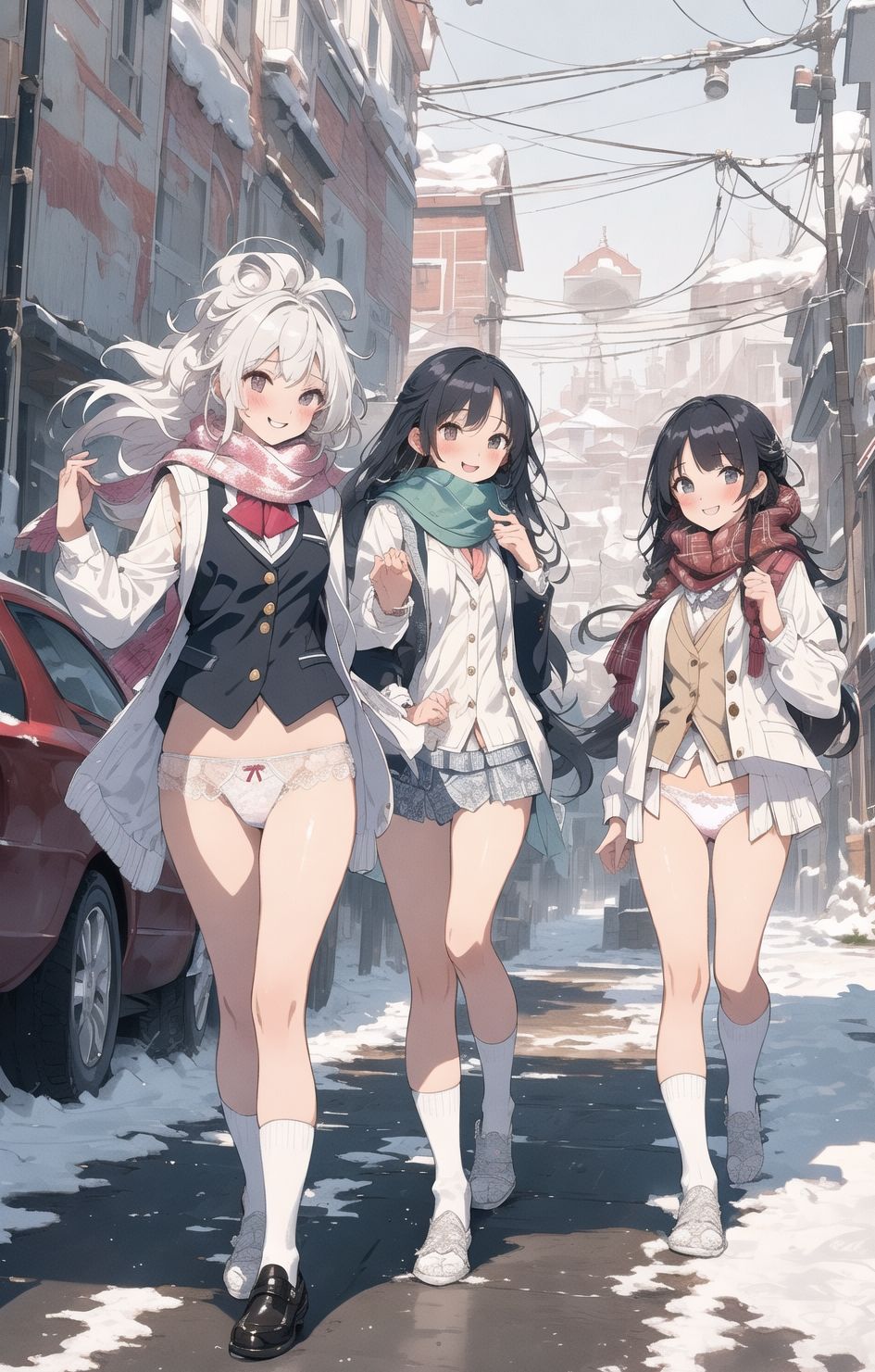 サンプル画像1:AIイラストCG集7 仲良し三人組(ドンガラ) [d_470940]