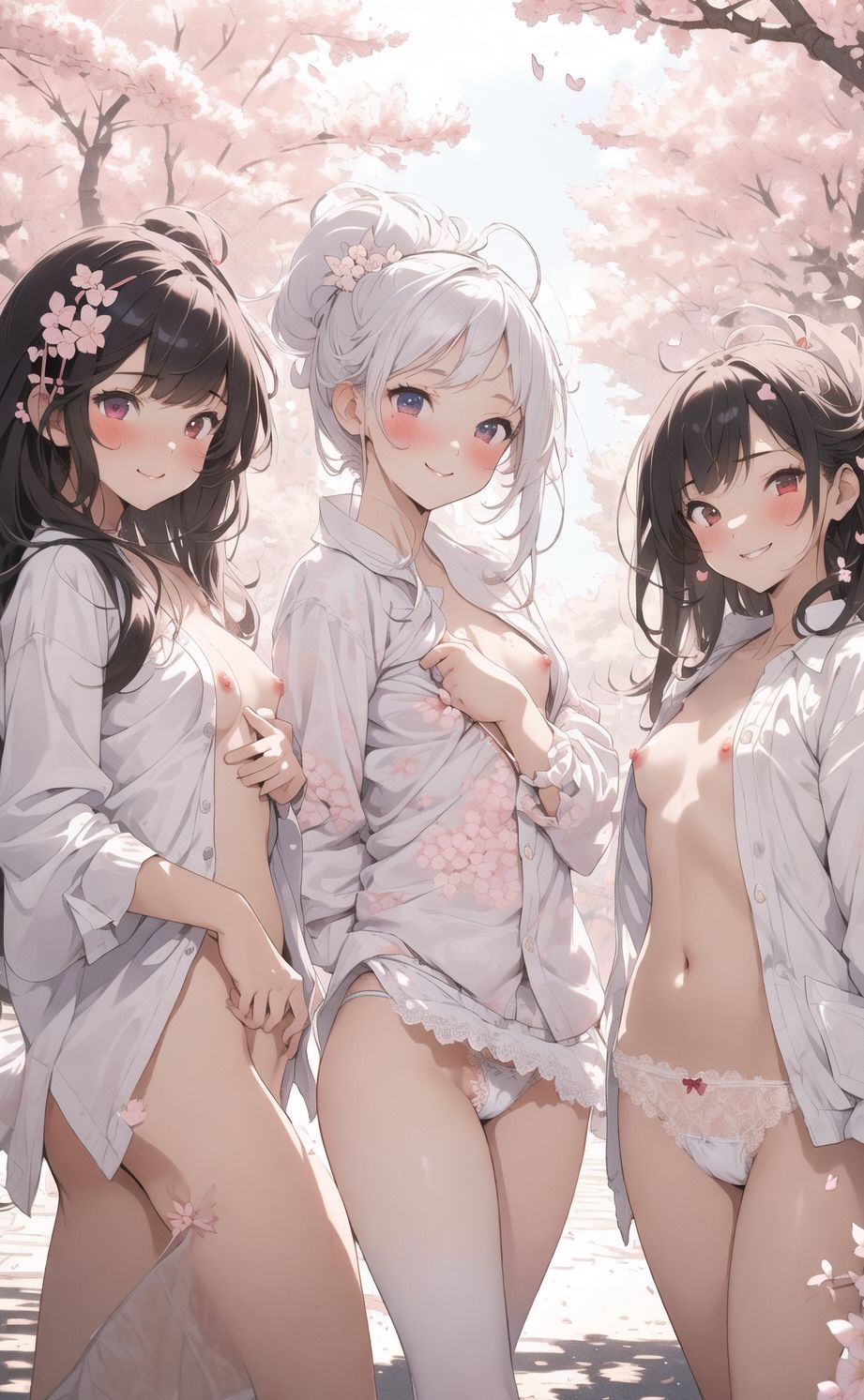 サンプル画像6:AIイラストCG集7 仲良し三人組(ドンガラ) [d_470940]