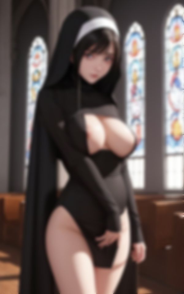 サンプル画像6:淫乱巨乳若妻シスターが若い神父にエチエチ挑発ポーズ画像集90枚(AIトゥナイト) [d_471022]