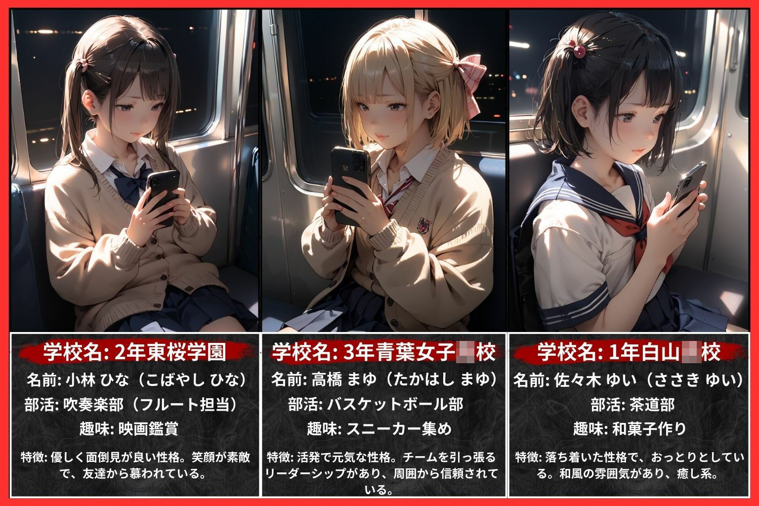 サンプル画像1:電車痴●！キモ男に襲われまくる女子校生達！(オーガニック) [d_471103]