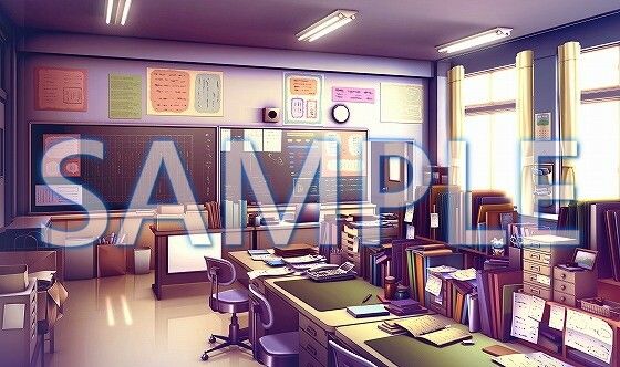 サンプル画像2:【背景素材】職員室（6199_bg08）【時間差分あり】(XERO) [d_471358]