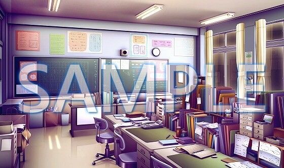 サンプル画像3:【背景素材】職員室（6199_bg08）【時間差分あり】(XERO) [d_471358]