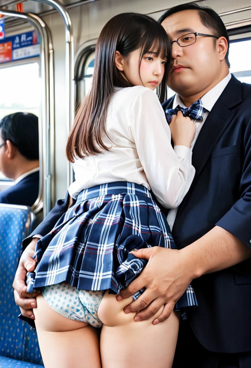 電車通学の女子校生の見せつけに我慢できず