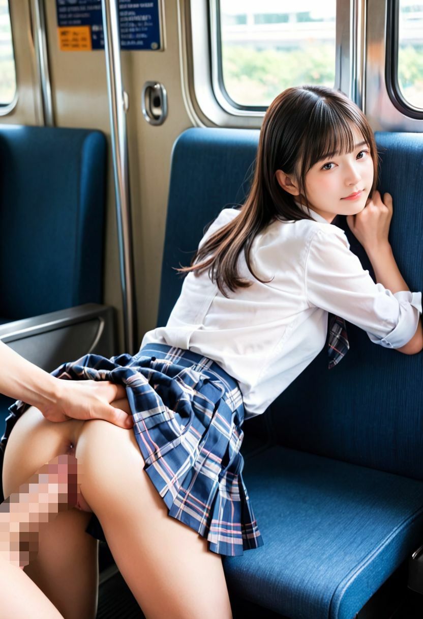 電車通学の女子校生の見せつけに我慢できず