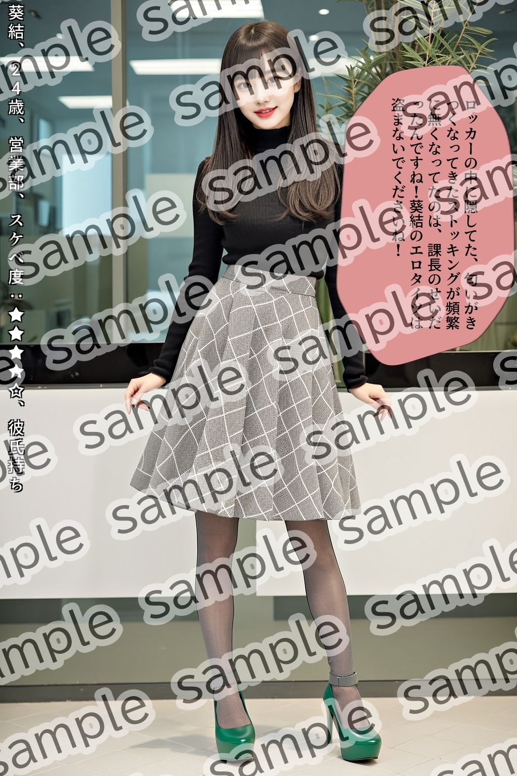 サンプル画像4:グレーのタイツを履いた極上美脚OL vol.1(あらぶるま18＋) [d_471396]