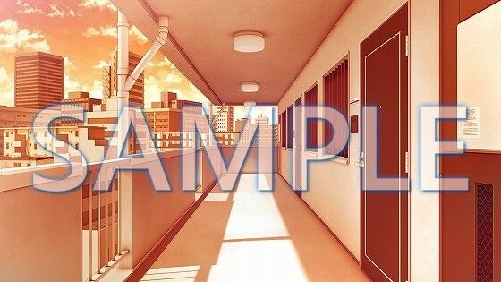 サンプル画像2:【背景素材】マンション 廊下（1385_bg02）【時間差分あり】(XERO) [d_471648]