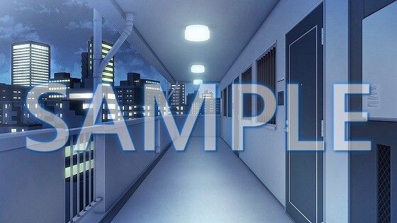 サンプル画像3:【背景素材】マンション 廊下（1385_bg02）【時間差分あり】(XERO) [d_471648]