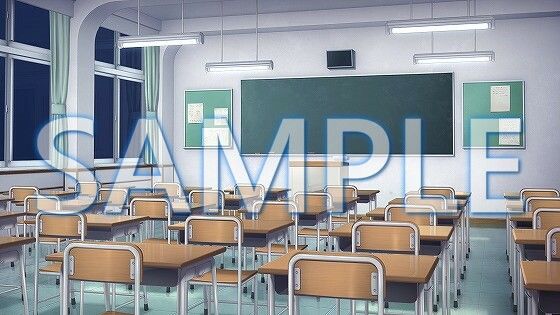 サンプル画像3:【背景素材】教室（1385_bg03）【時間差分あり】(XERO) [d_471649]