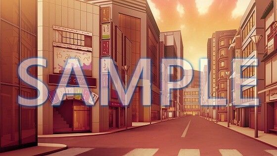 サンプル画像2:【背景素材】繁華街（1385_bg09）【時間差分あり】(XERO) [d_471666]