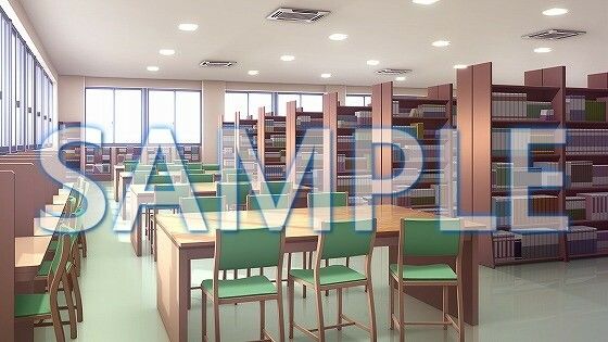 サンプル画像1:【背景素材】図書室（1385_bg11）【時間差分あり】(XERO) [d_471671]