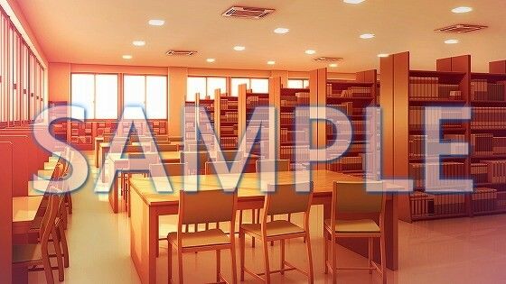 サンプル画像2:【背景素材】図書室（1385_bg11）【時間差分あり】(XERO) [d_471671]