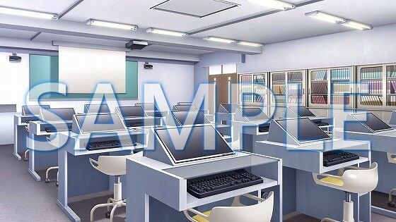 サンプル画像1:【背景素材】視聴覚室（1385_bg12）【時間差分あり】(XERO) [d_471717]