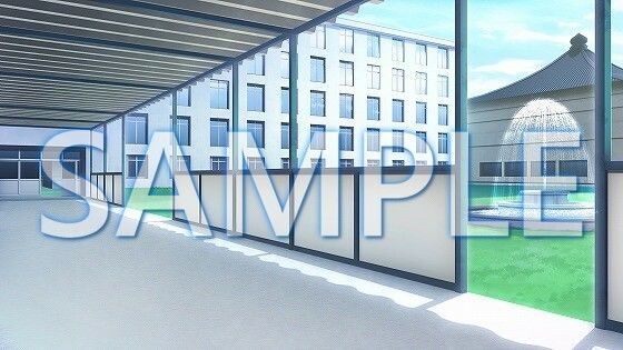 サンプル画像1:【背景素材】渡り廊下（1385_bg21）【時間差分あり】(XERO) [d_471790]