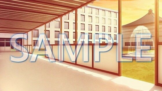 サンプル画像2:【背景素材】渡り廊下（1385_bg21）【時間差分あり】(XERO) [d_471790]