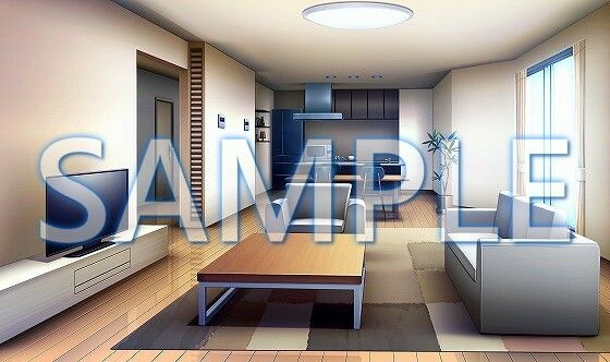 サンプル画像1:【背景素材】一軒家 リビング（6229_bg01）【時間差分あり】(XERO) [d_472155]