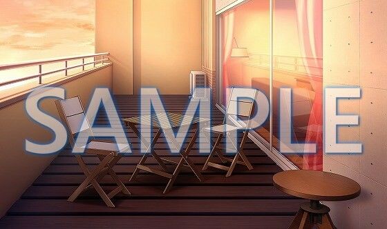 サンプル画像2:【背景素材】マンション ベランダ テーブル＆チェアあり（6229_bg05b）【時間差分あり】(XERO) [d_472169]