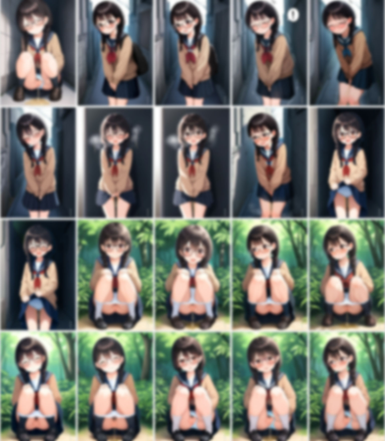 サンプル画像5:委員長はトイレが我慢出来なくてその場で…【野外おもらし地味子】【127枚】(なべゆき屋) [d_472431]